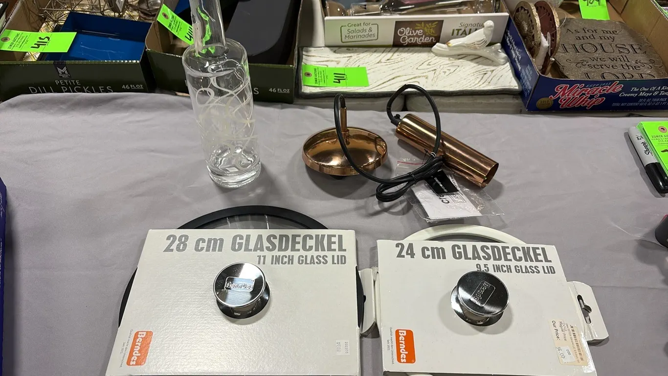 Glass Pan Lids, Bottle & Light