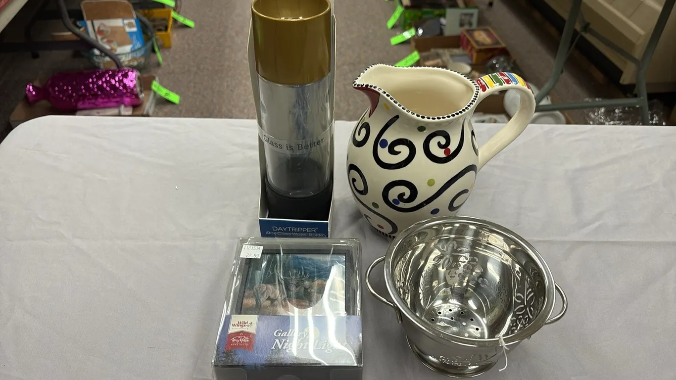 Pitcher, Water Bottle, Strainer & Night Light