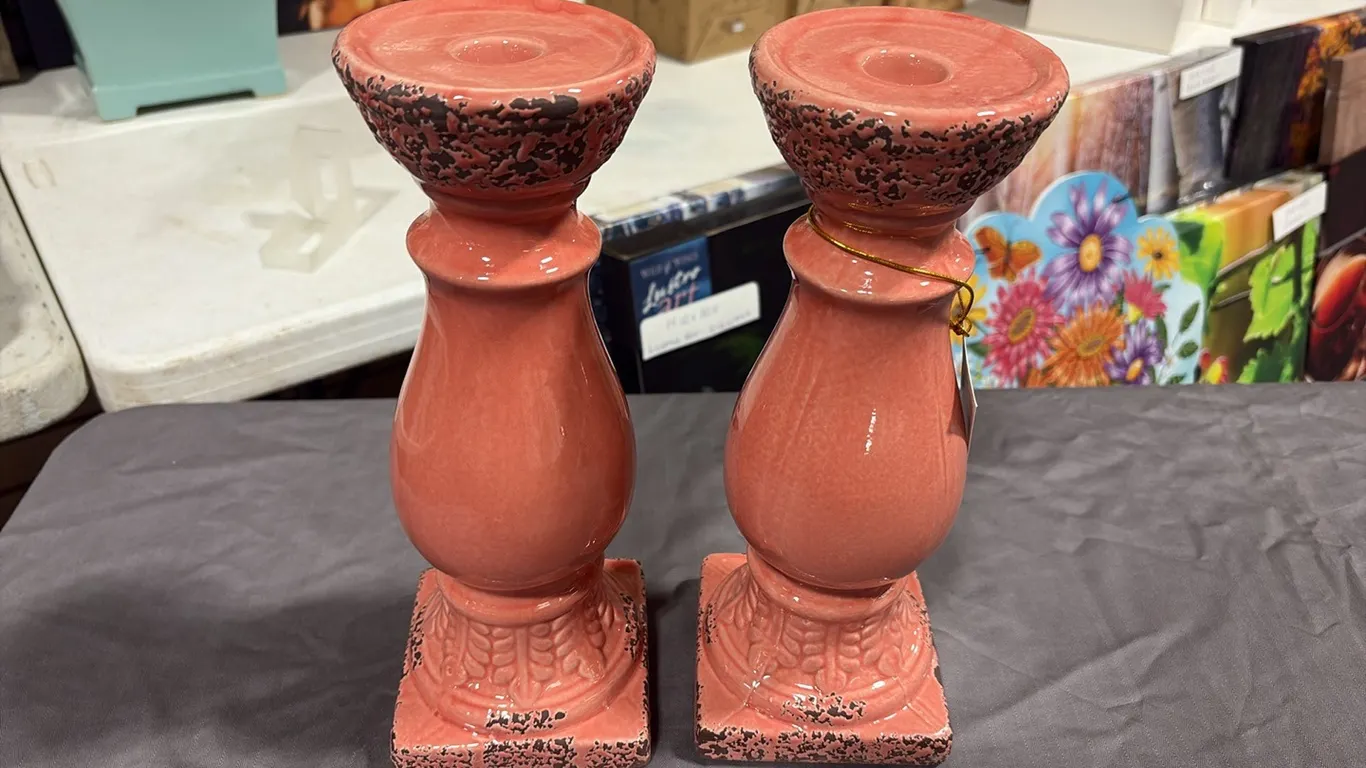 2- Pink Candle Holders