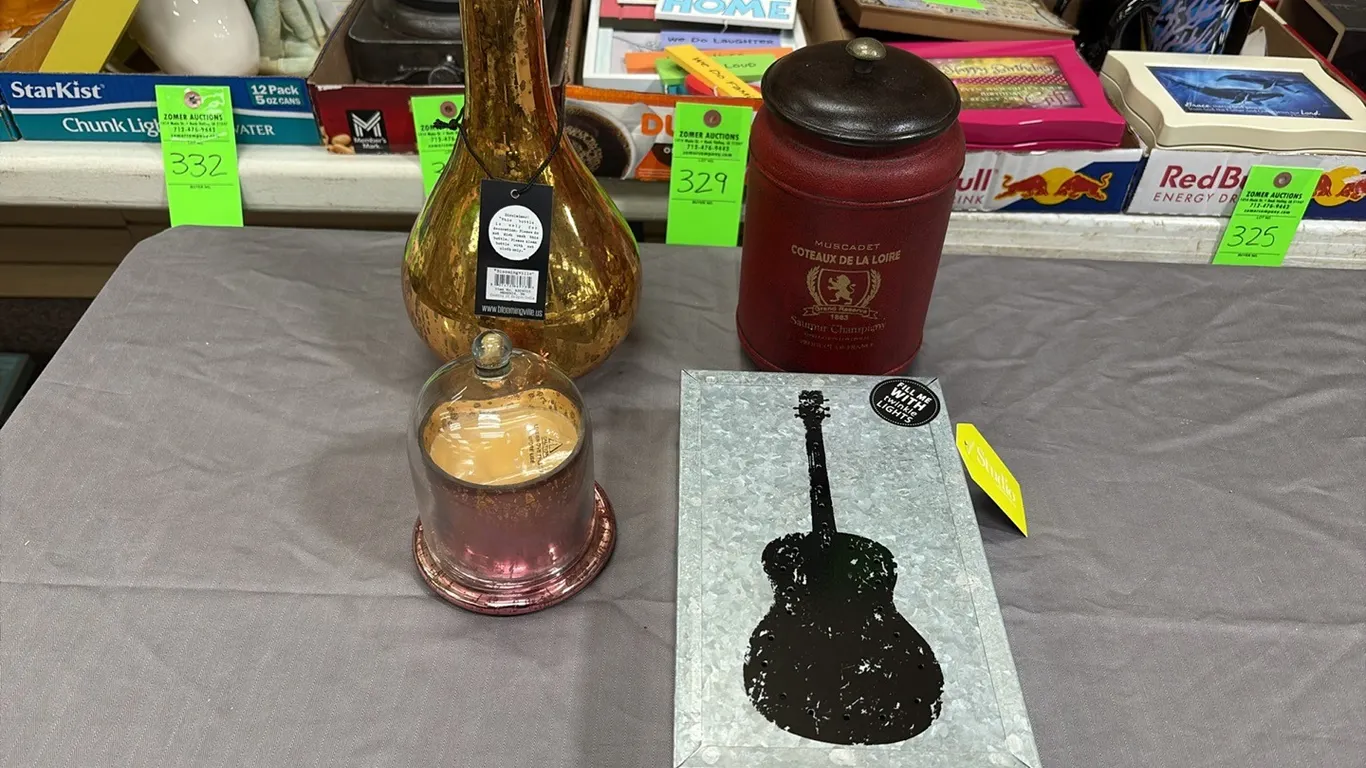 Vase, Candle Holder, Guitar Box & Jar