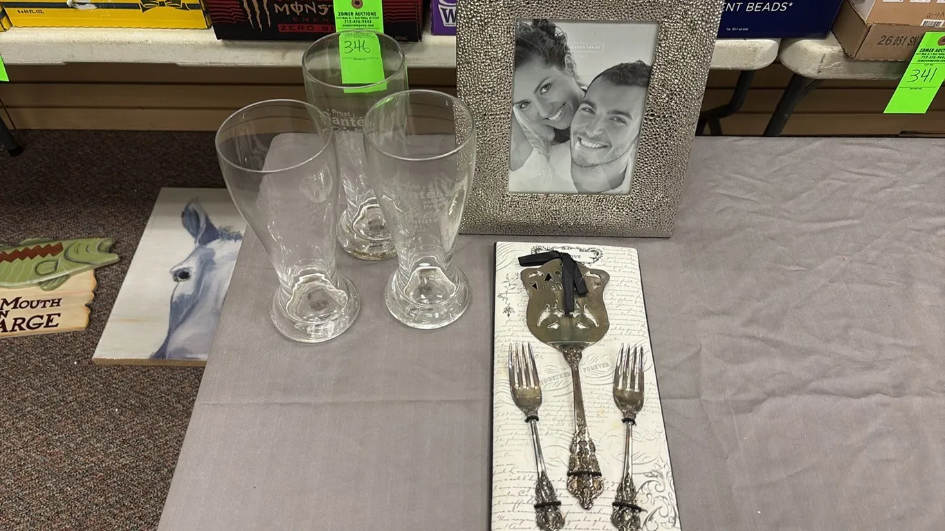 Glasses, Silverware & Picture Frame