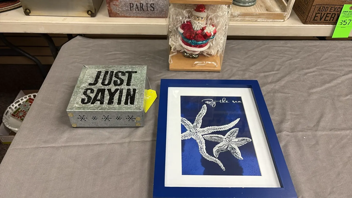 Santa Ornament, Sign & Beach Wall Decor