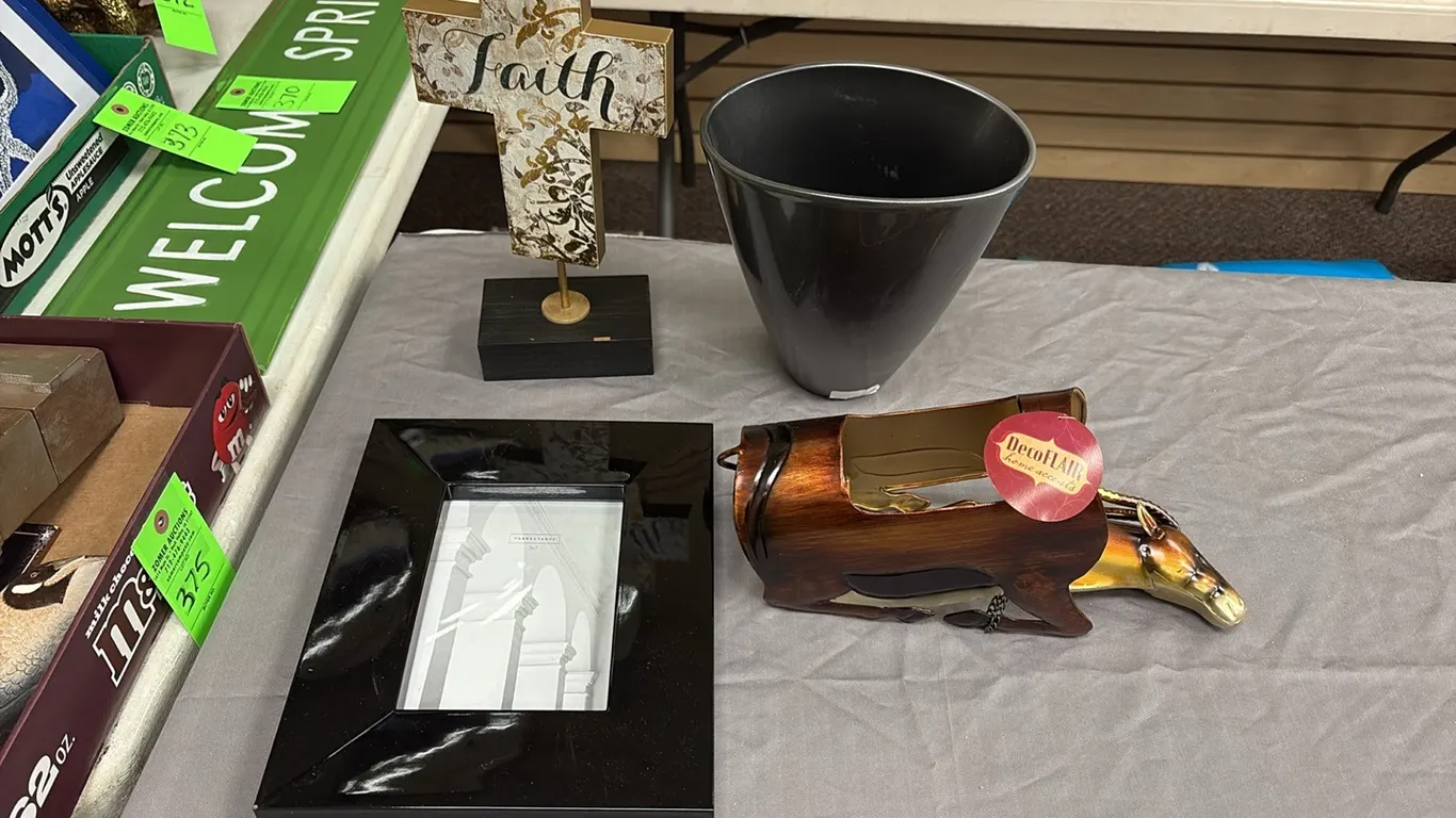 Vase, Picture Frame, Faith Cross & Wine Bottle Holder