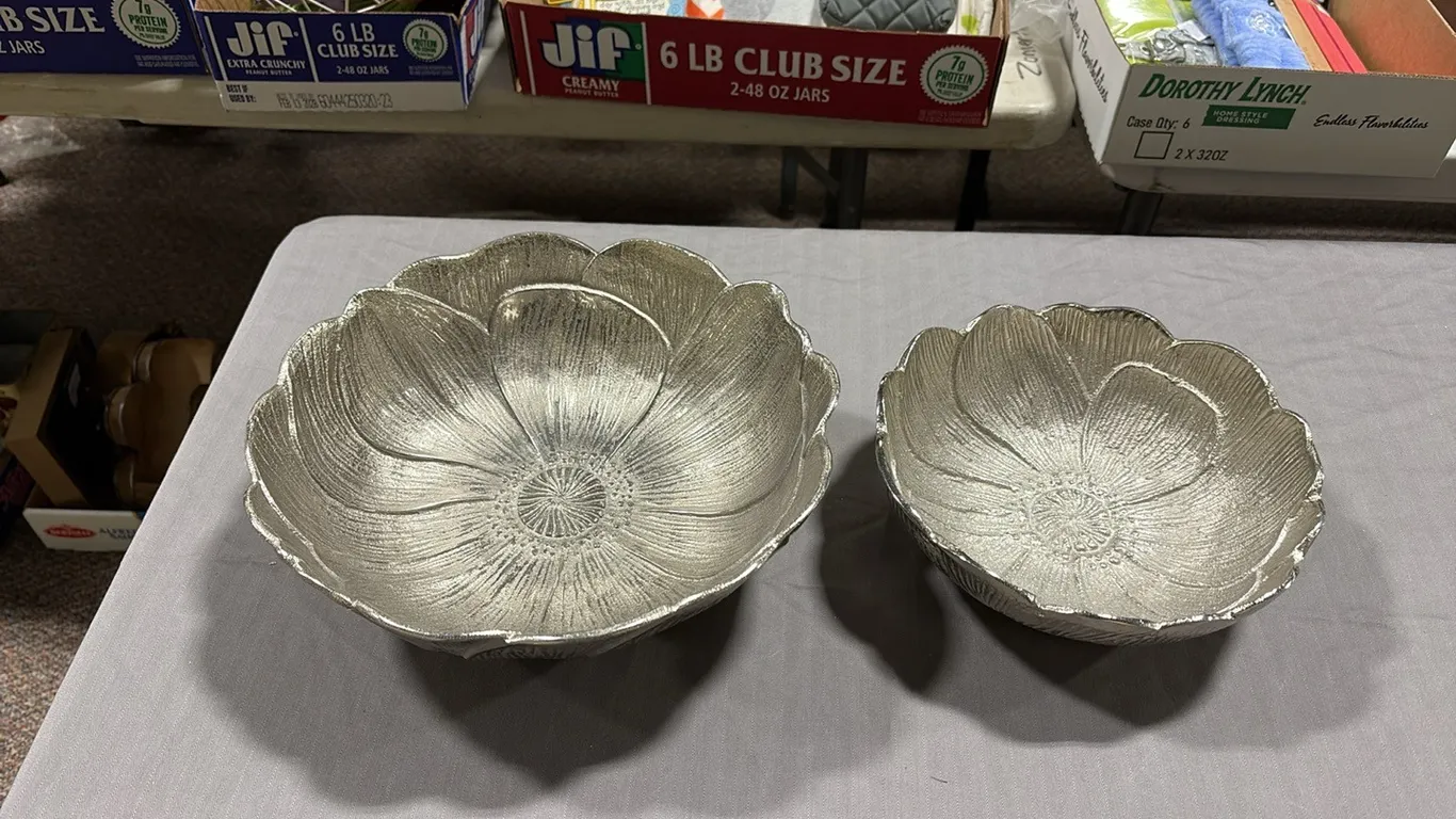 2- Metal Flower Bowls
