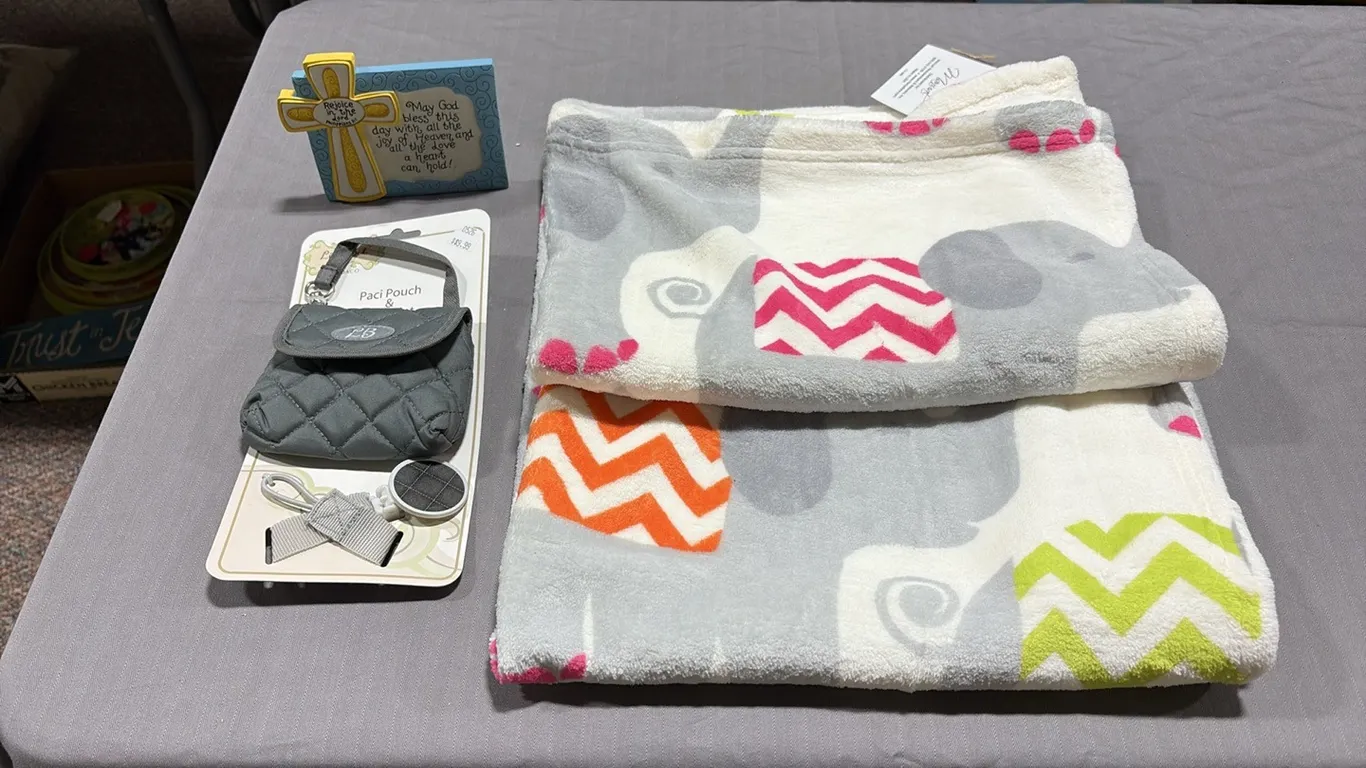 Baby Blanket, Paci w/ Pouch & Sign