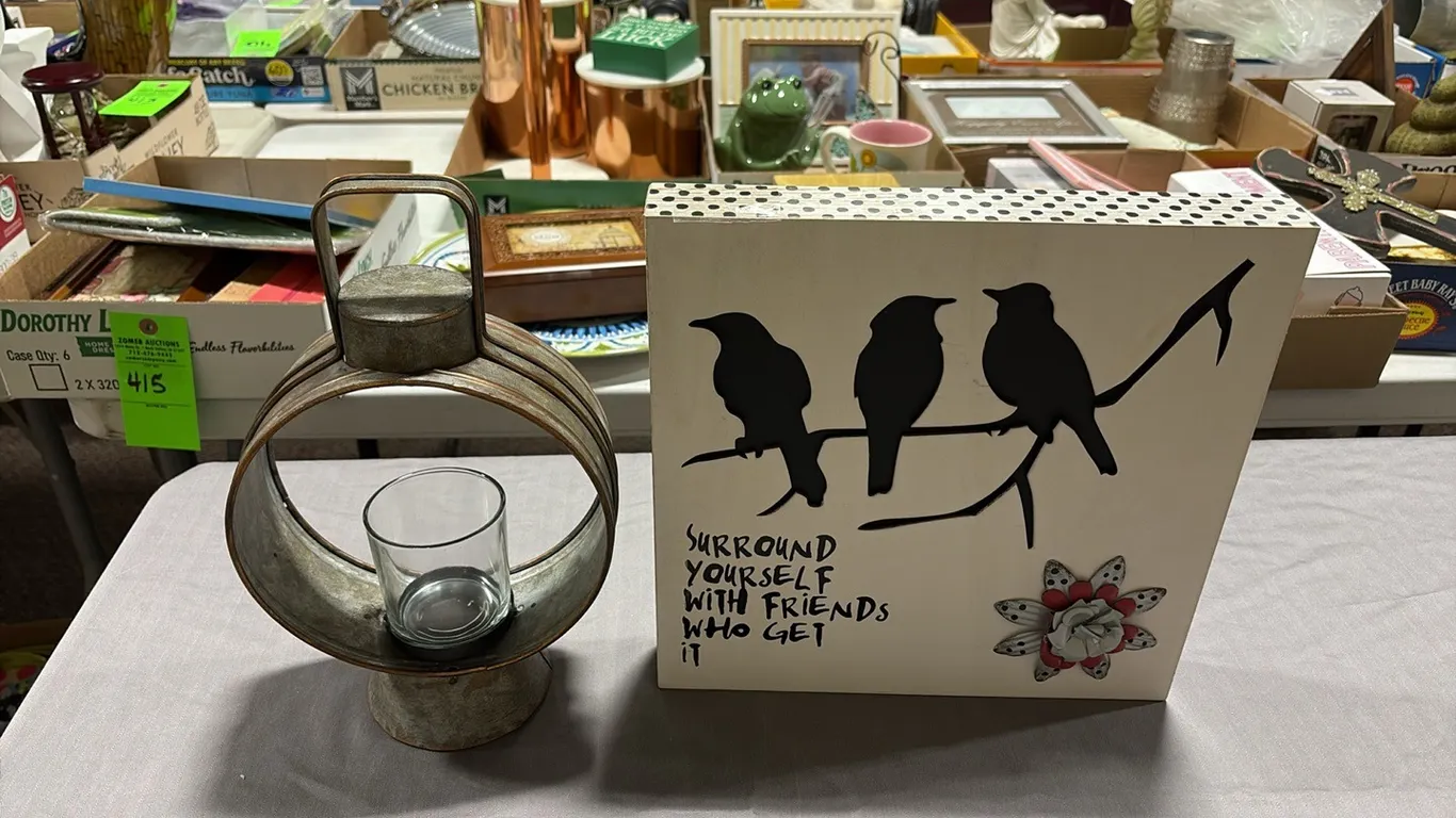 Candle Holder & Bird Sign