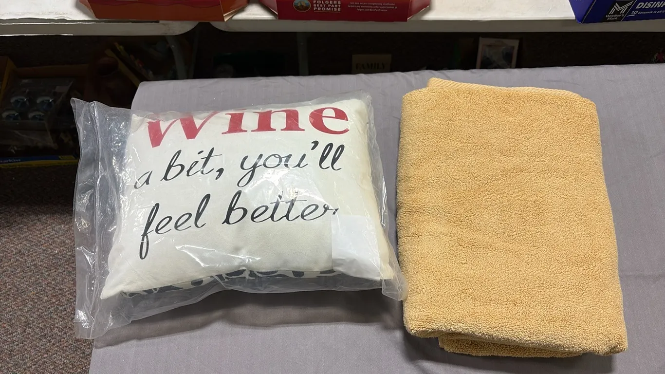 Bath Towel & Wine Pillow