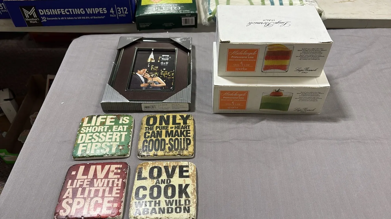 Coasters, Picture Frame & Serving Glasses