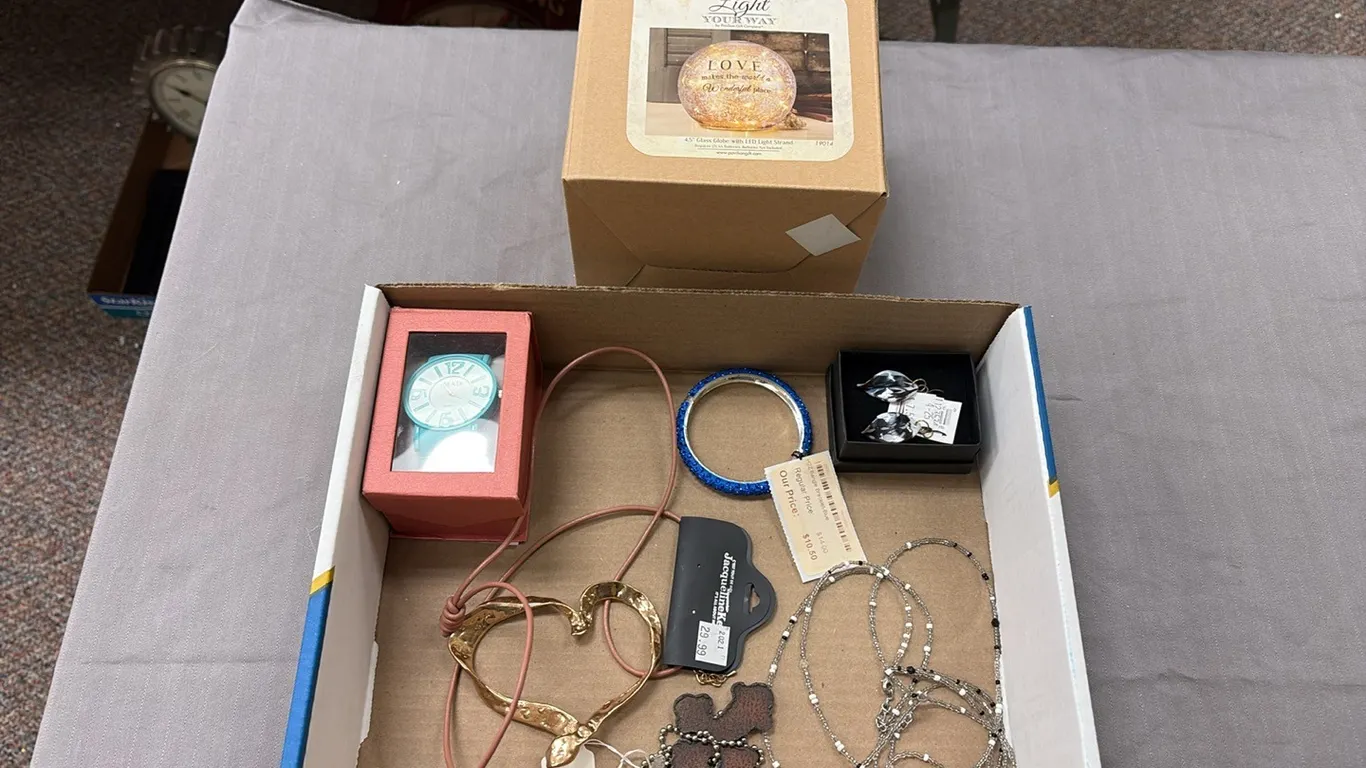 Assorted Jewelry & Globe Light