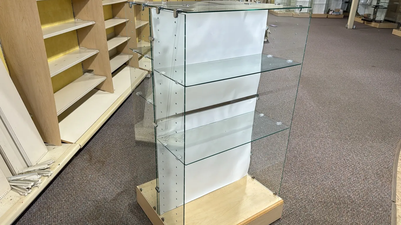 Double sided display shelves