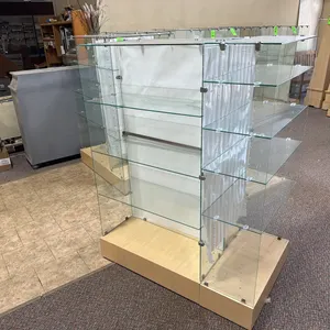 Double sided display shelves with 1 end