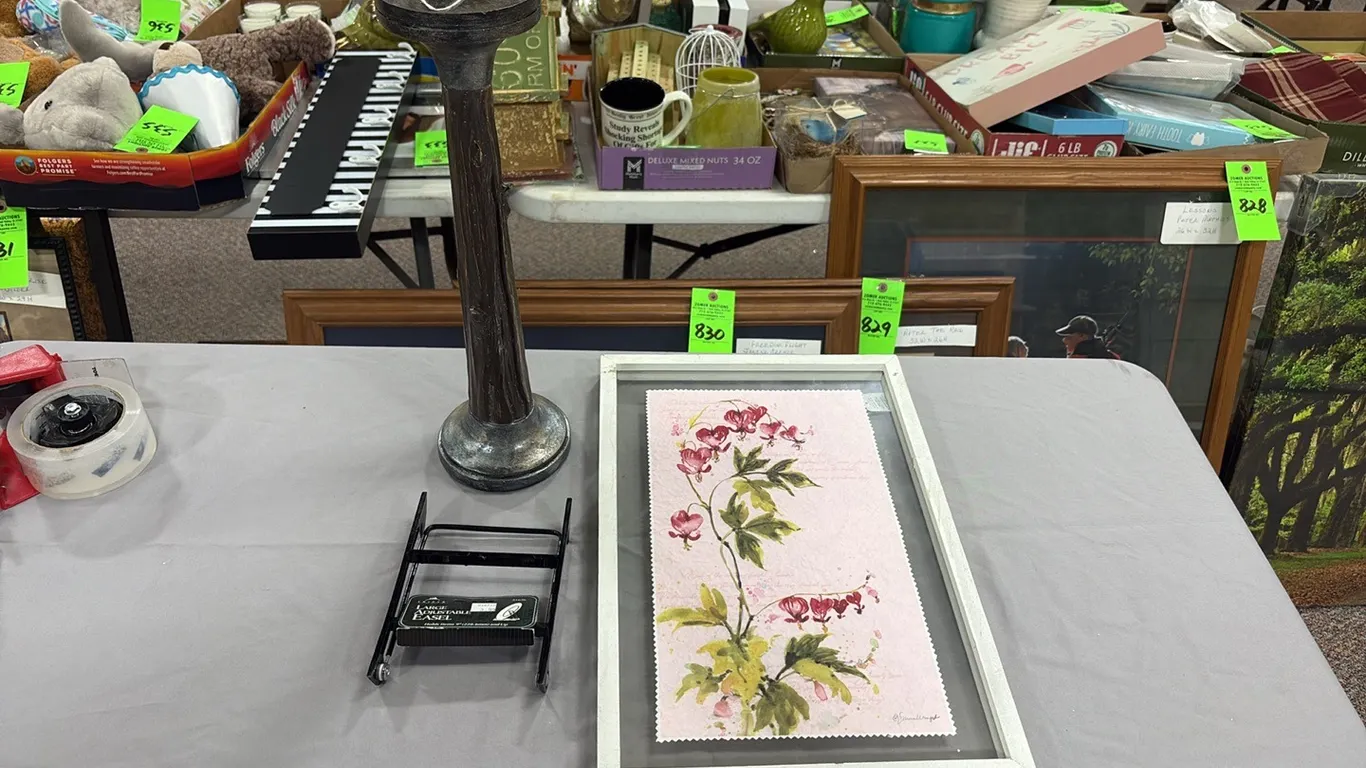 Glass Art, Candle Stand & Small Easel