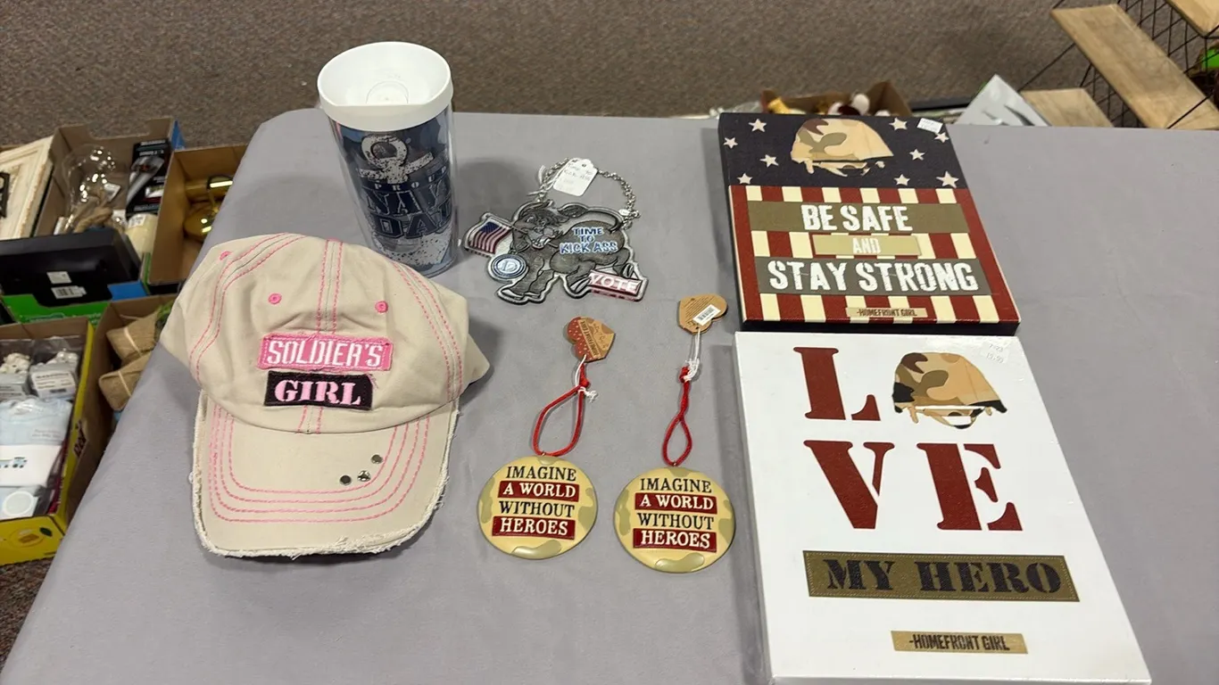 Military Hat, Water Bottle & Decor