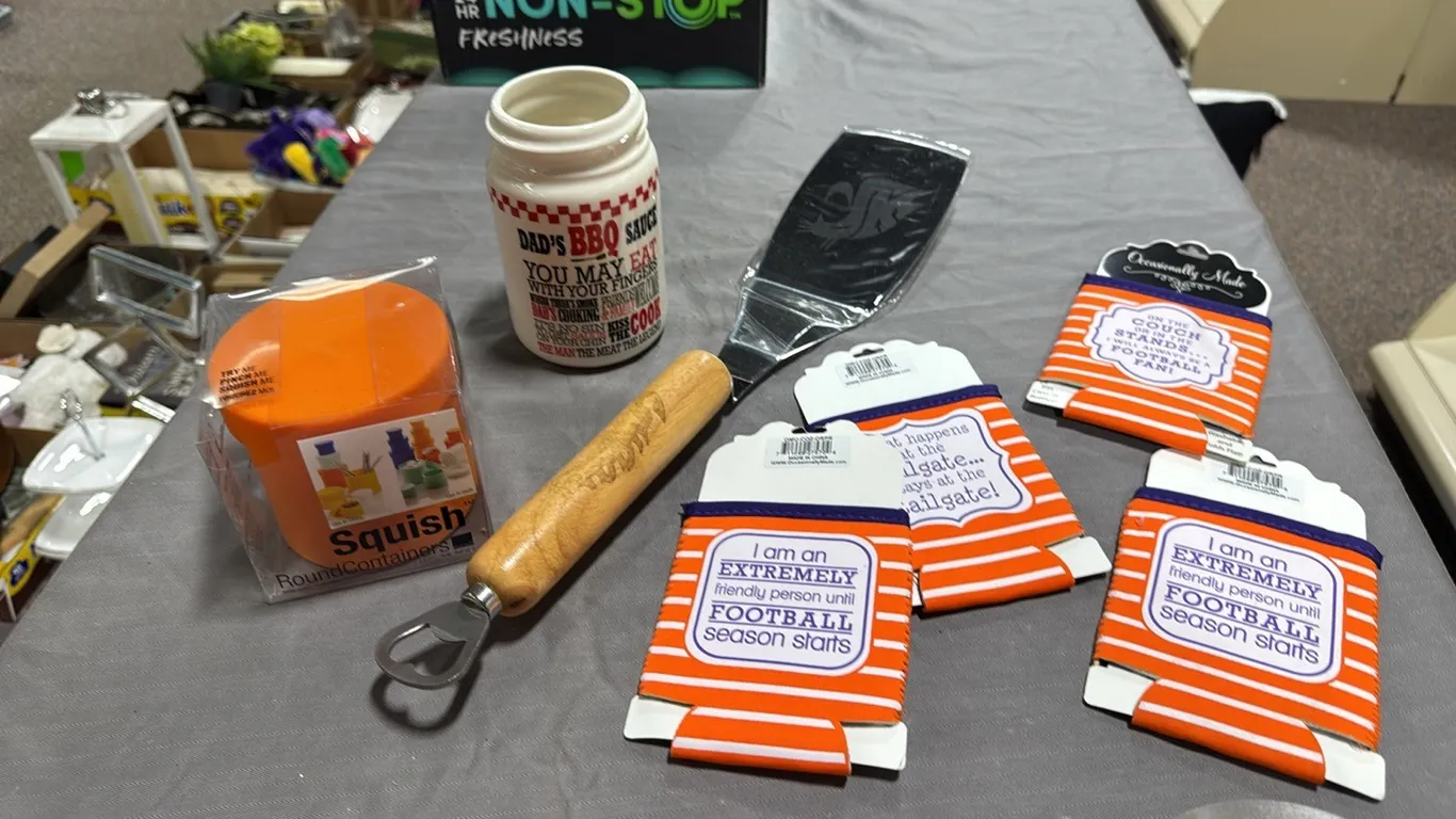 Coozies, spatula, containets