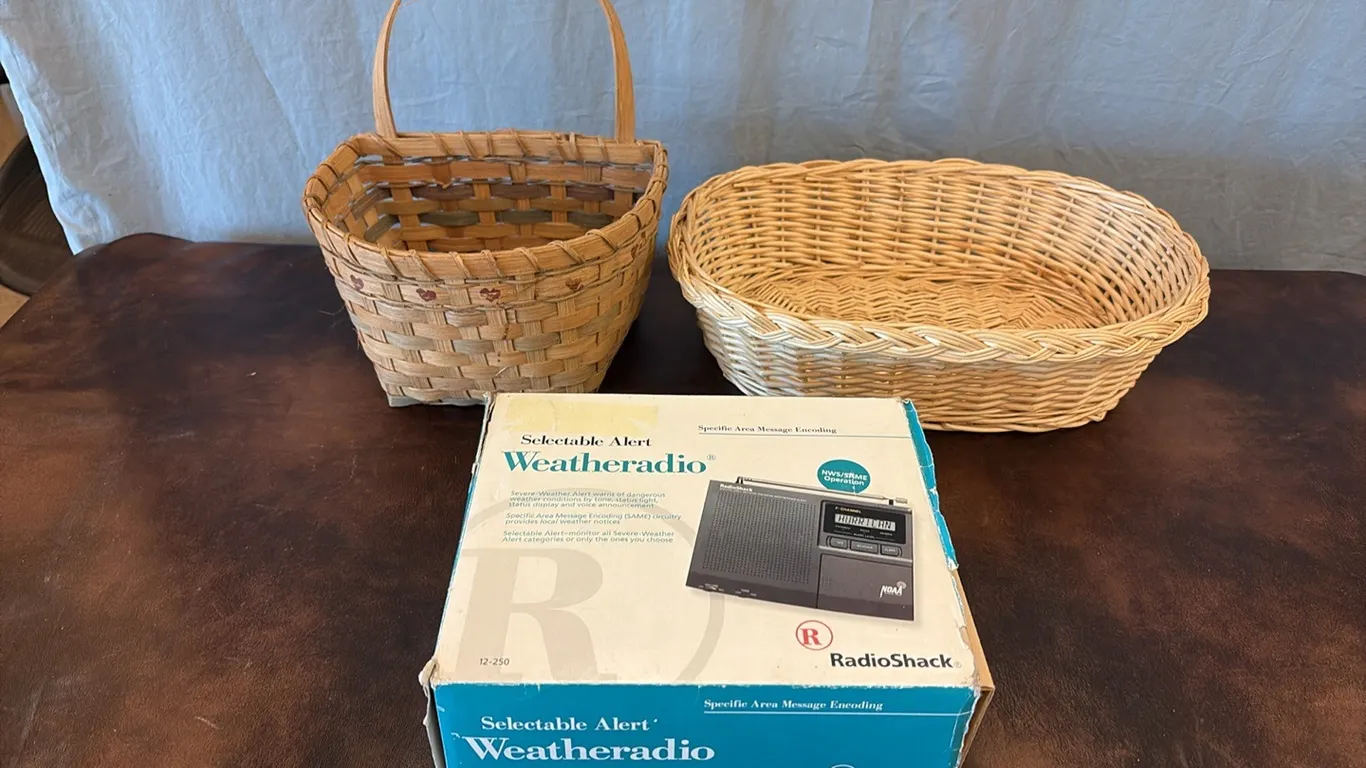 Weather Radio & Baskets