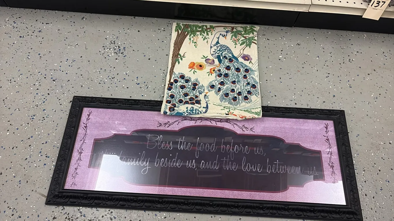 Sign & Peacock Decor