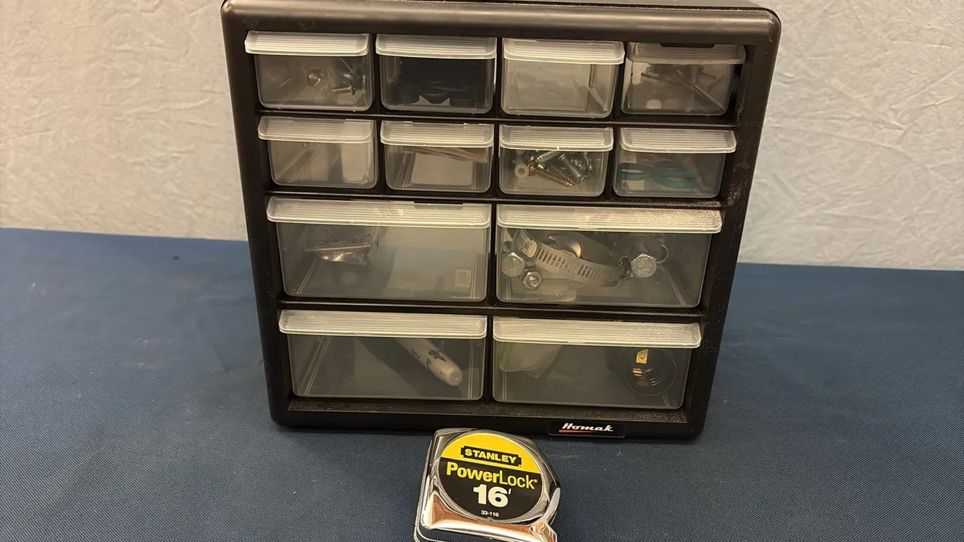 Storage Organizer w/ Tape Measure & Misc
