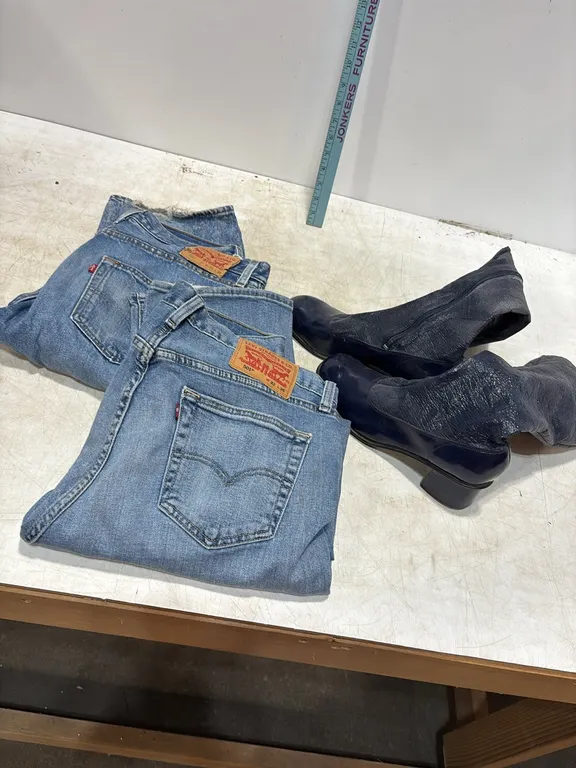 GoGo Boots & 2 Levi Button Fly Jeans 32x36