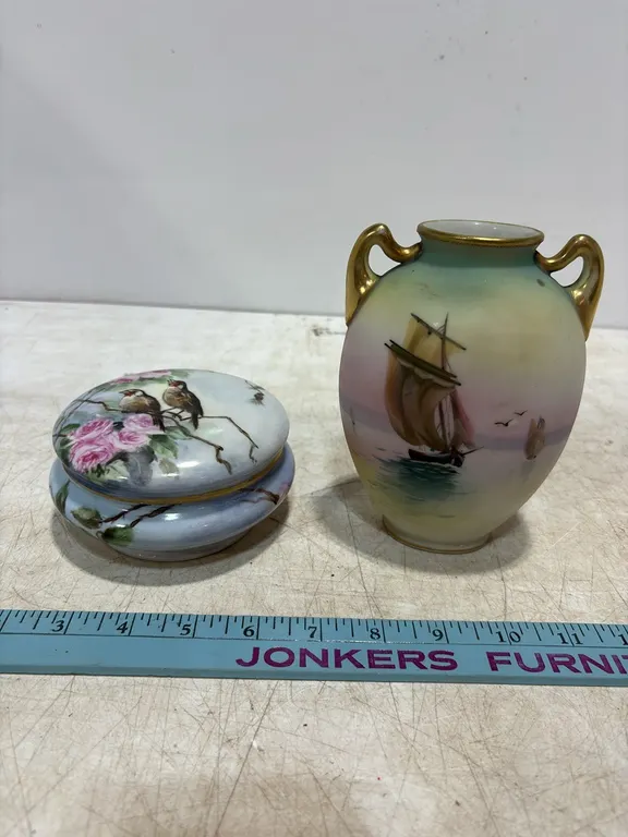 Covered Dish and Ship Vase