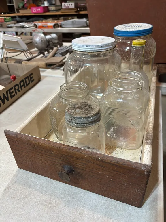 Oak front drawer & Bottles