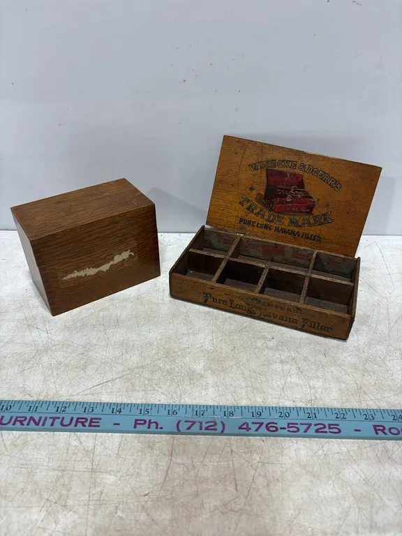 Oak File Box & Wood Cigar Box