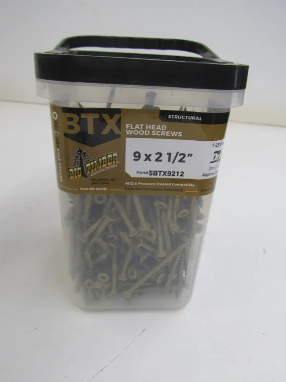 Box Of Big Timber 9 x 2-1/2" T-25 Flat Head Wood Screws