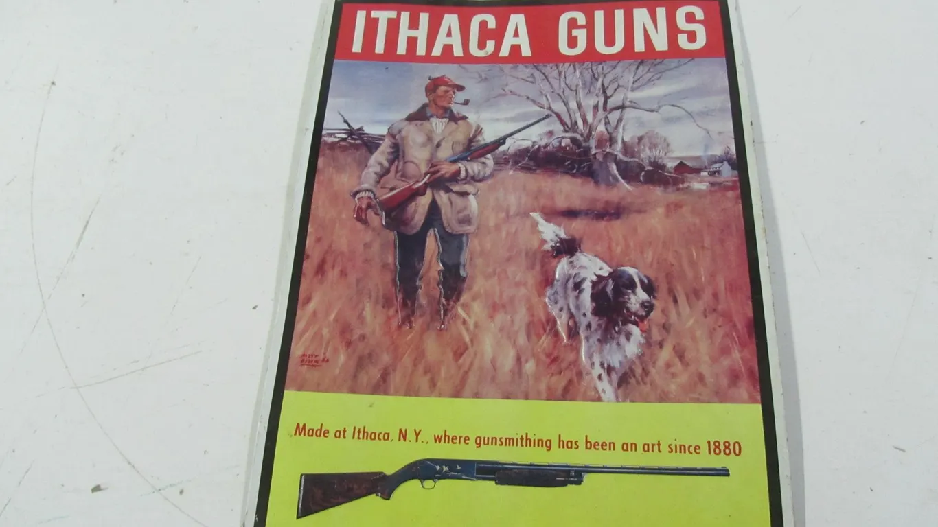 Metal Embossed Ithaca Guns Sign
