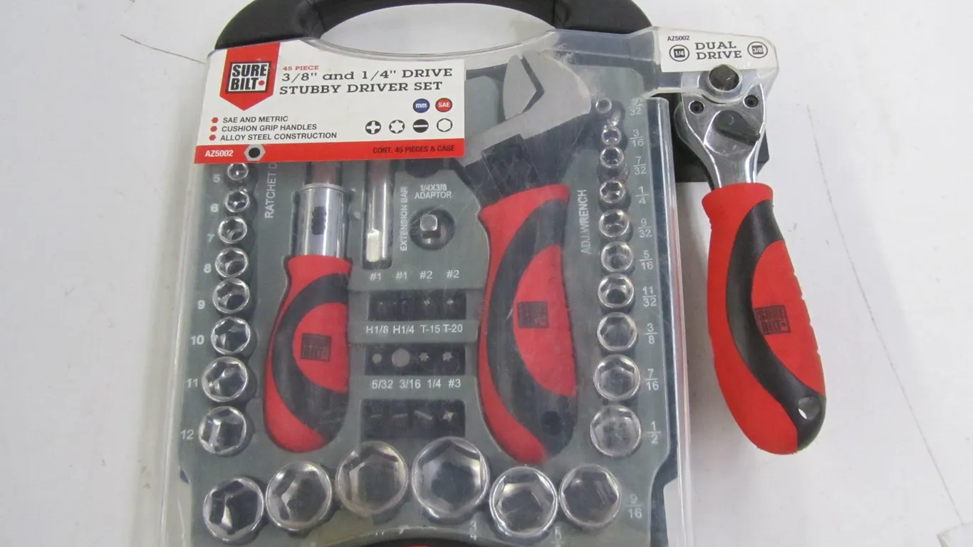 Sure Bilt 45pc. 1/4" And 3/8" Drive Stubby Driver Set
