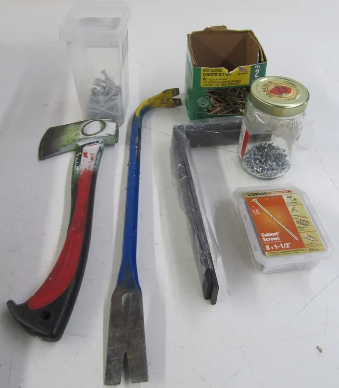 Flat Of Assorted Hardware And Tools