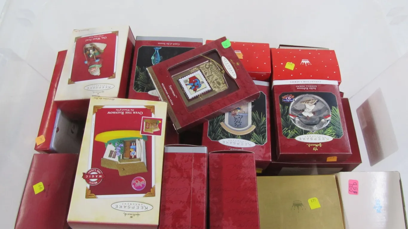 Tub Of Assorted Hallmark Ornaments