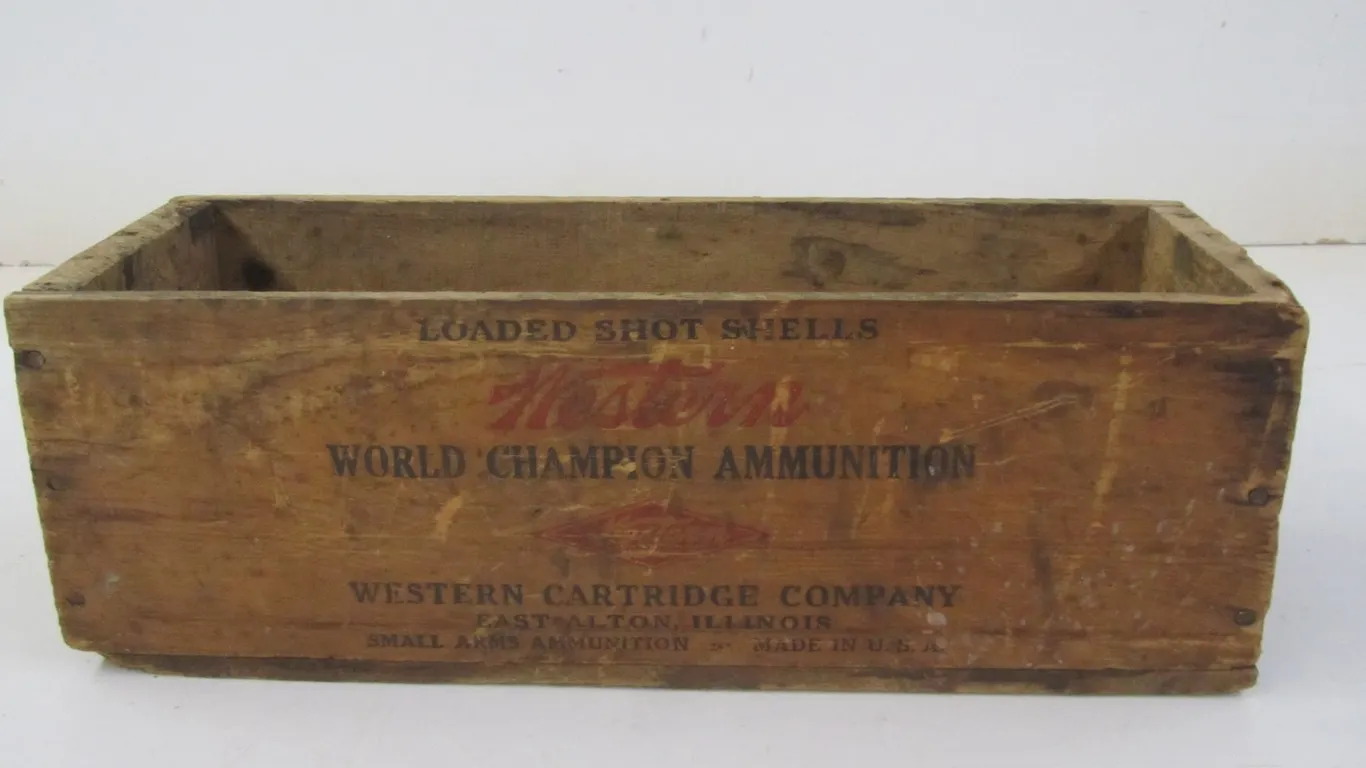 Vintage Wood Western Loaded Shot Shells Crate