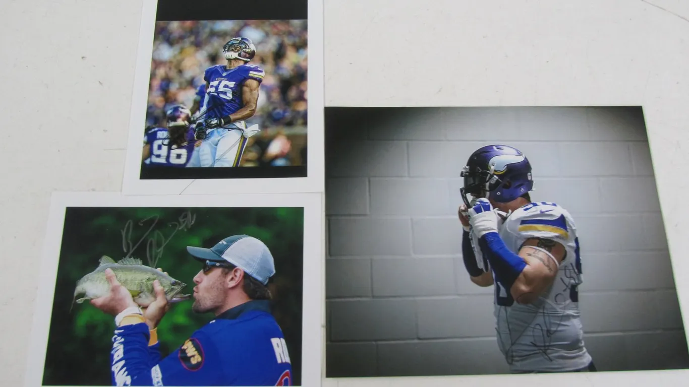 (3) MN Viking Autographed Photos