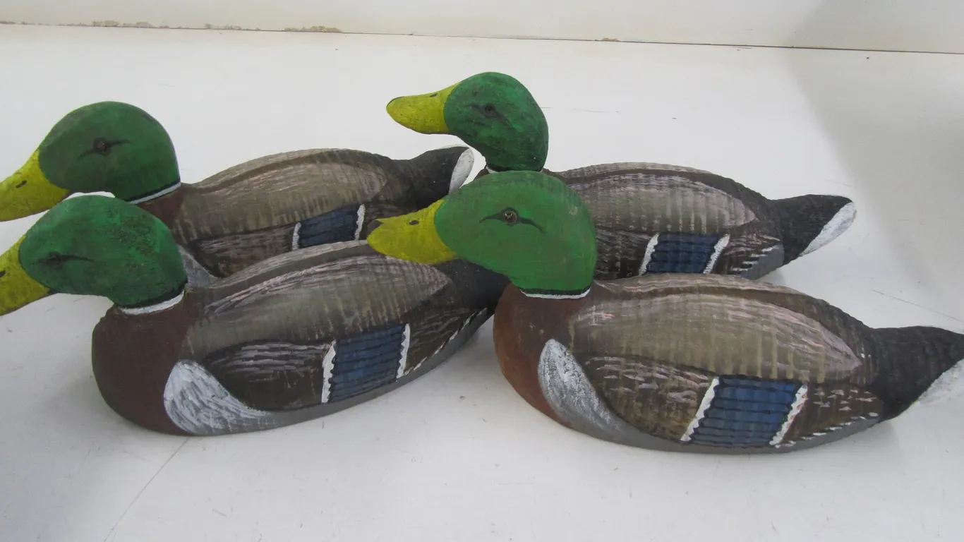 (4) Hand Painted Wood Mallard Decoys