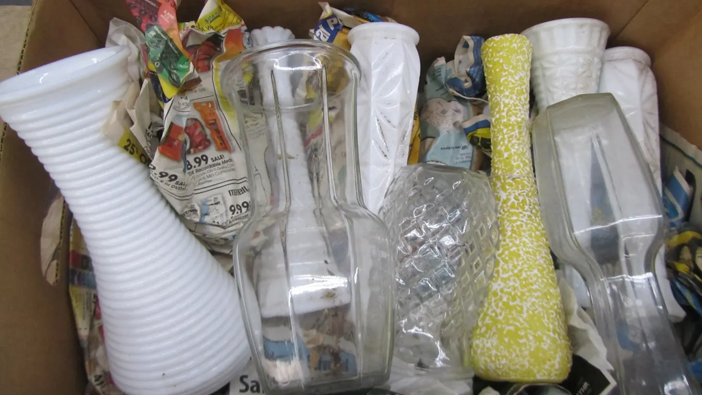 Large Lot Of Assorted Glass/Ceramic Vases