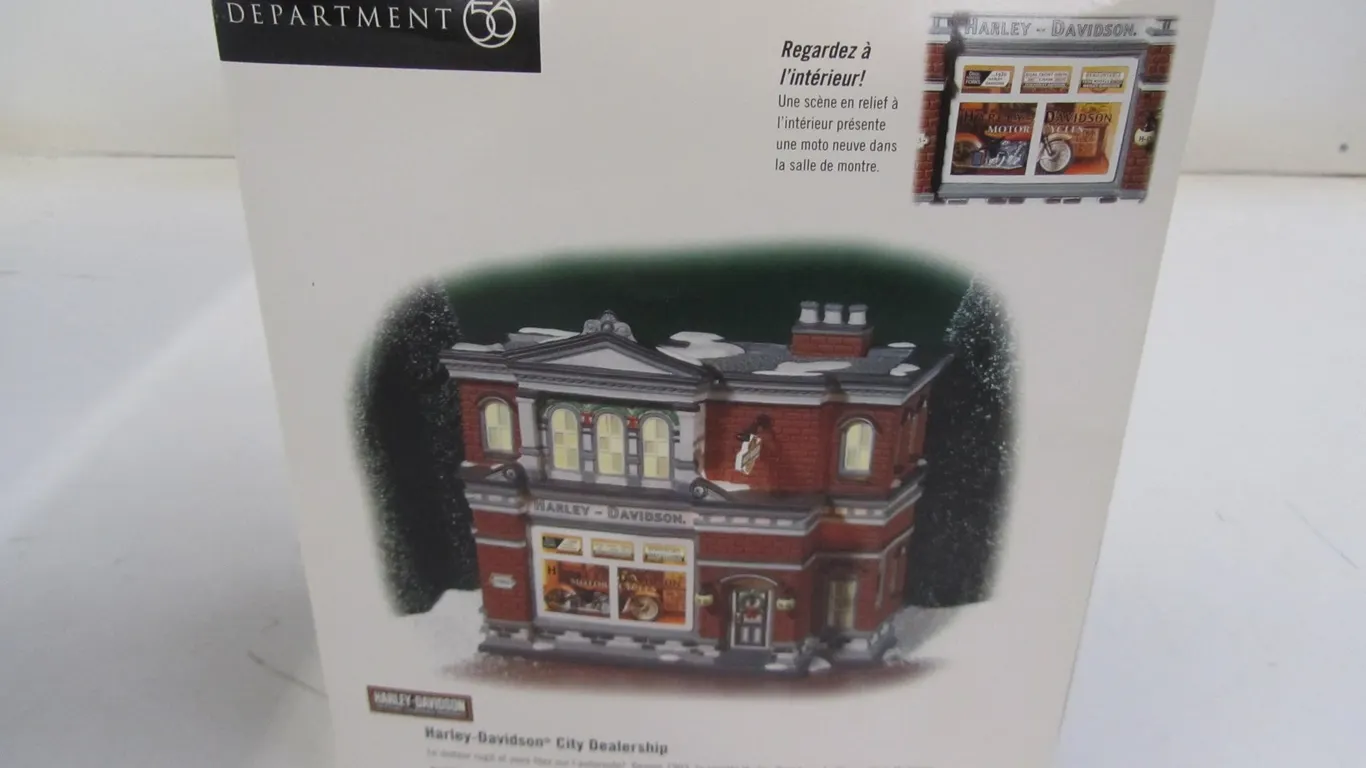 Department 56 Harley-Davidson City Dealership Lighted Building