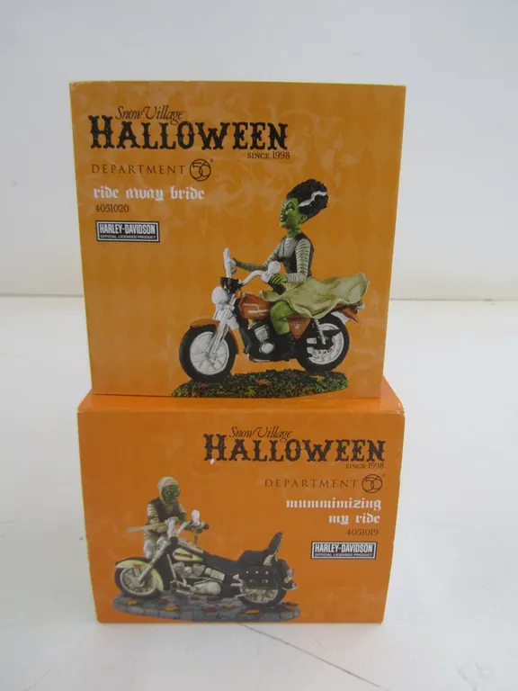 (2) Harley-Davidson Department 56 Halloween Figures