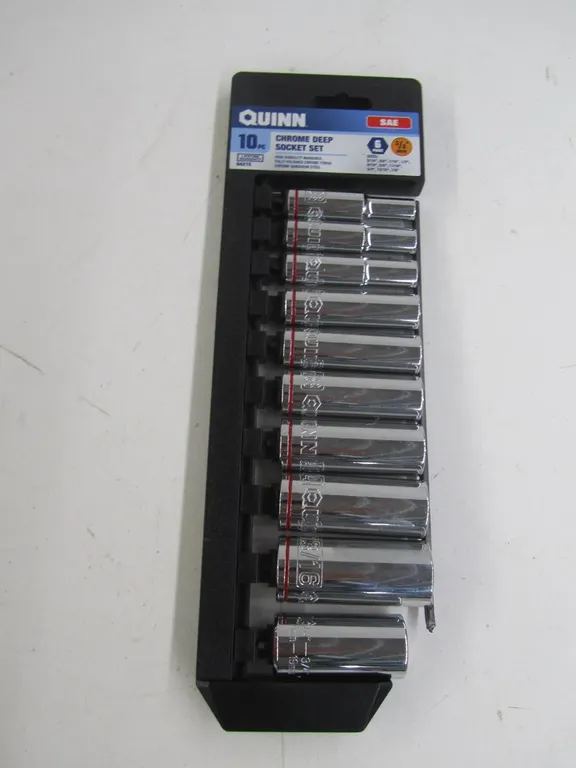 Quinn 10pc. SAE 3/8" Drive Chrome Deep Socket Set