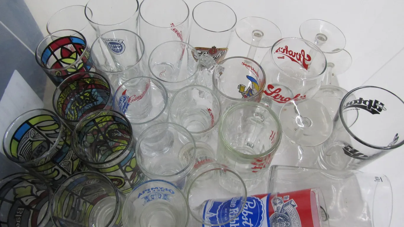 Tub Full Of Assorted Collectible Beer Glasses