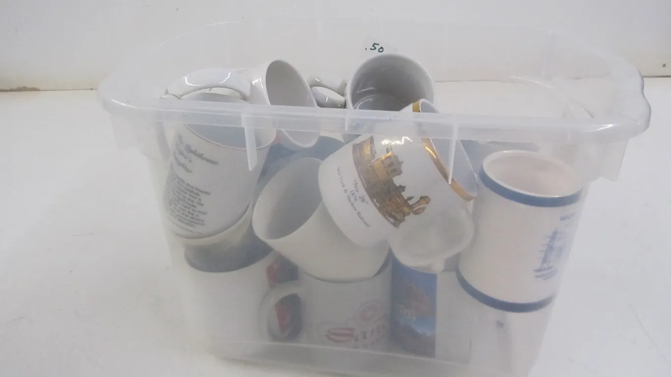 Tub Of Assorted Collectible Coffee Cups