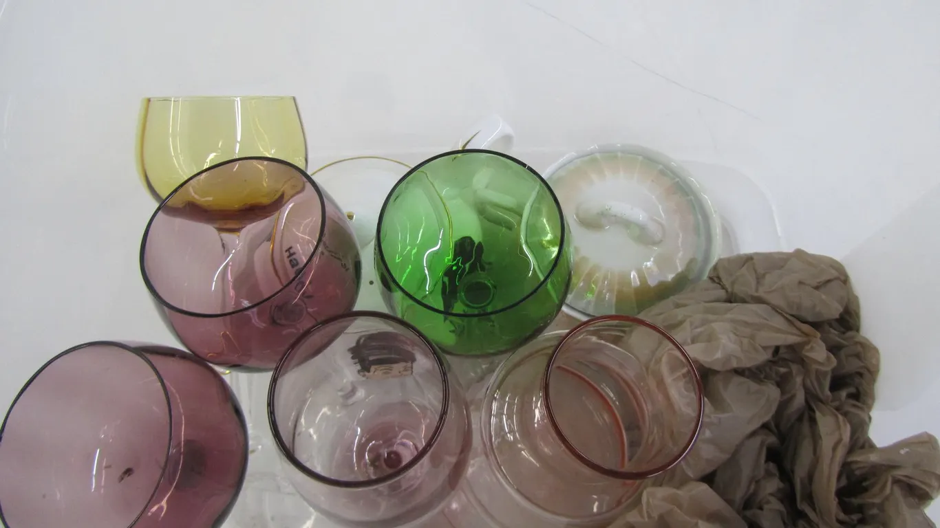 Stemmed Glasses, Tea Pot, And Sugar Dish w/Lid