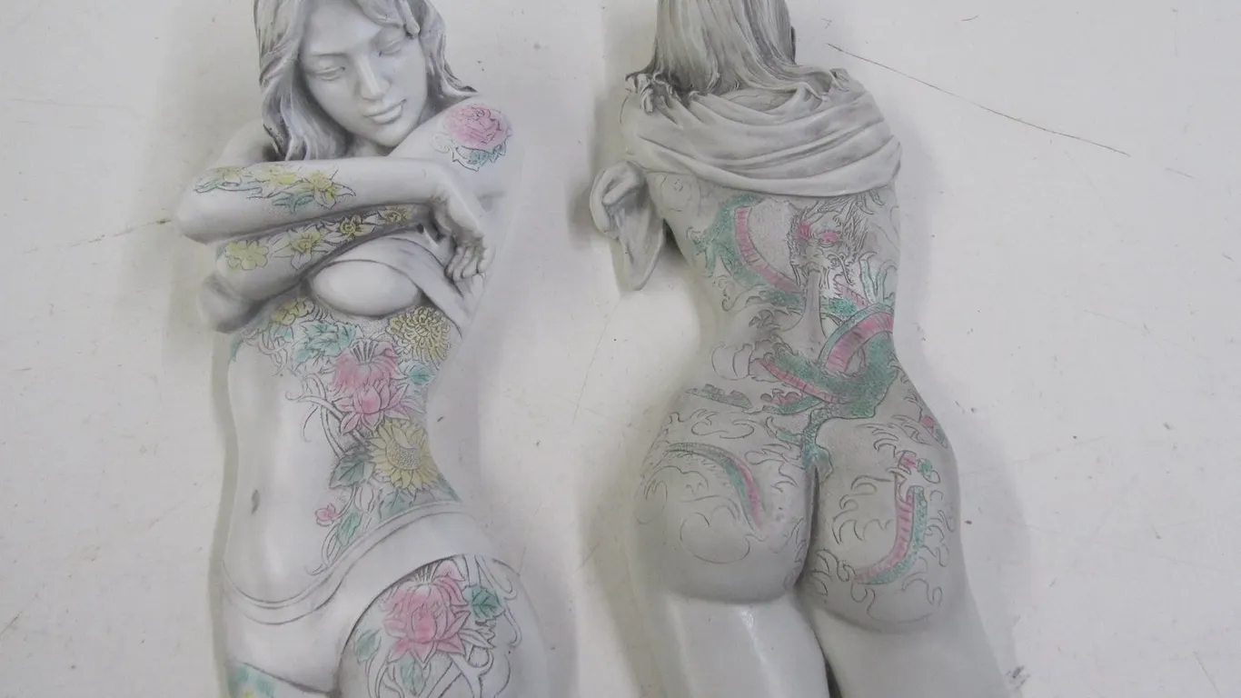 "Floral Seduction" Tattoo Plaque And "Asian Beauty" Tattoo Plaque