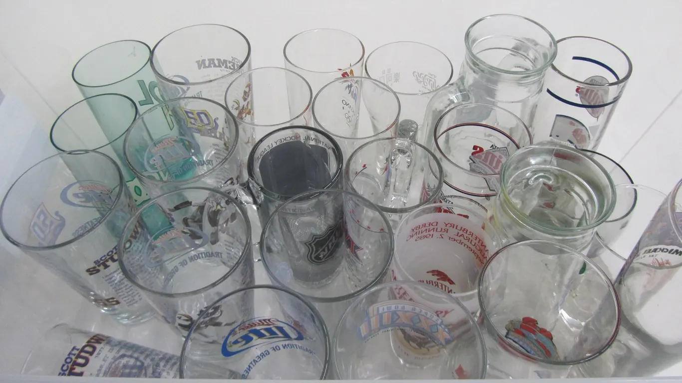 Tub Full Of Assorted Collectible Beer Glasses