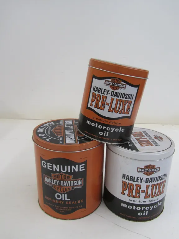 (3) Harley-Davidson Motorcycle Oil Tins