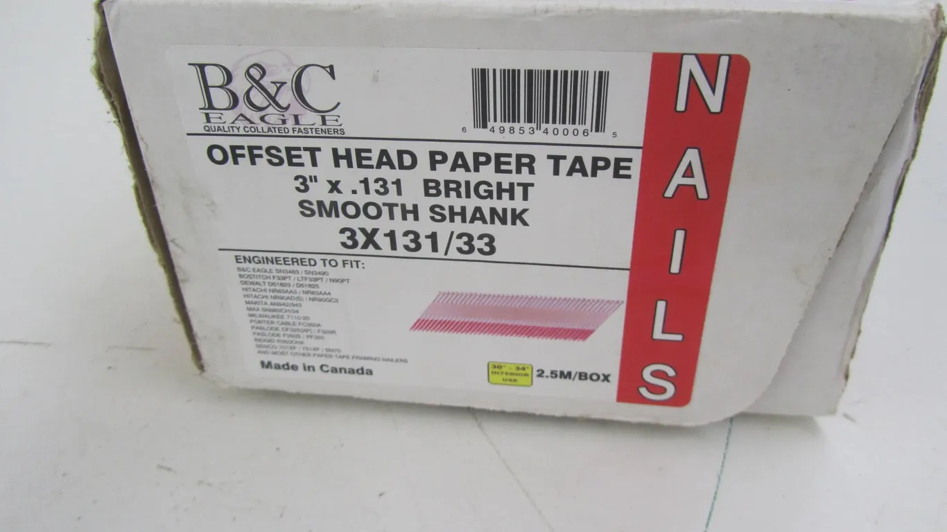 Box Of B&C Eagle Offset Head Paper Tape Nails