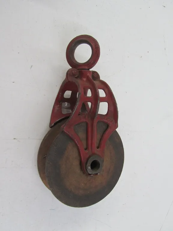 Vintage 5.5" Wood Pulley w/Metal Casing