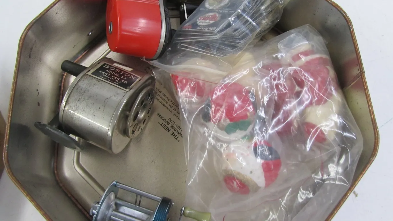 Tin Full Of Assorted Collectibles