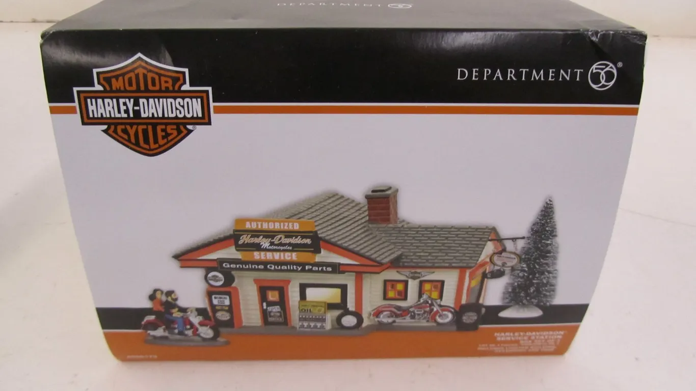 Department 56 Harley-Davidson Service Station Set Of (3)