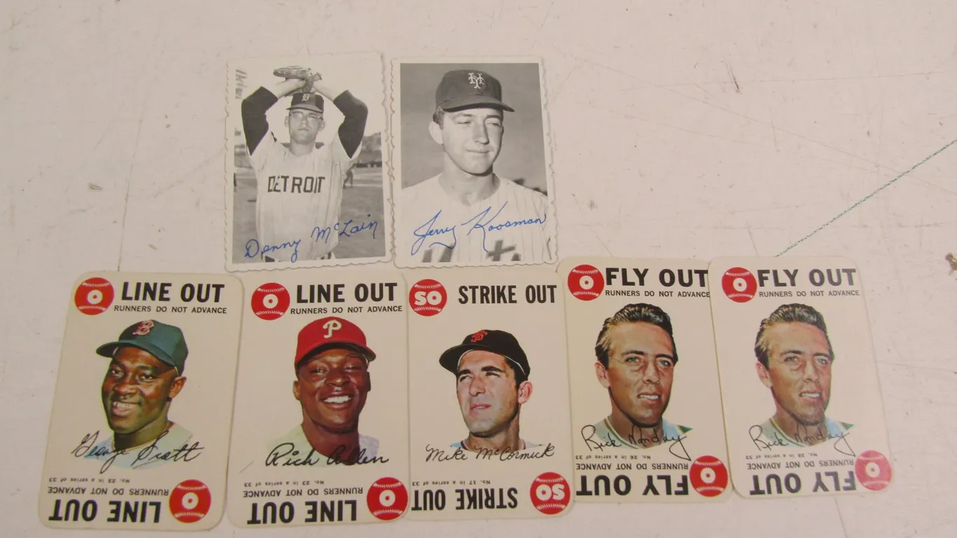 (5) Topps Baseball Game Cards And (2) Baseball Photo Cards