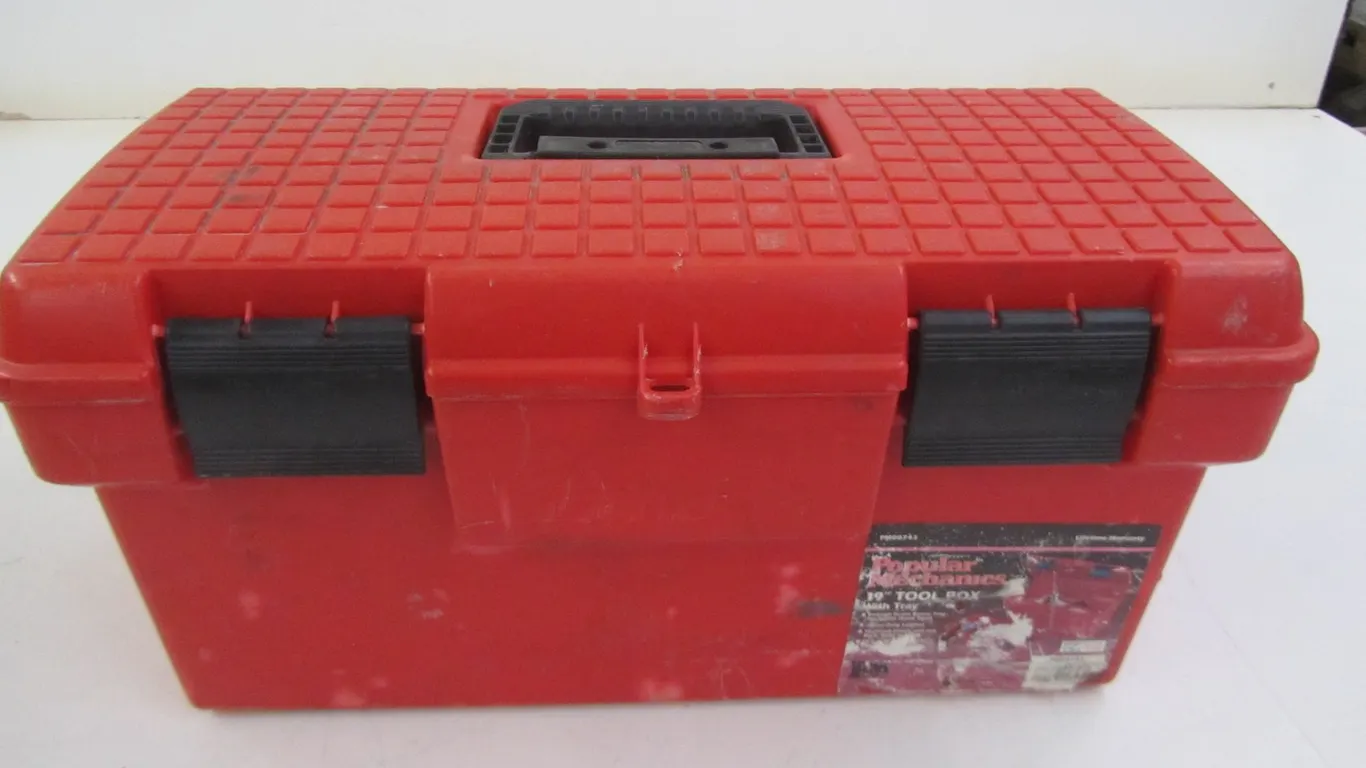 Popular Mechanics 19" Tool Box w/Tray Full Of Miscellaneous Hardware
