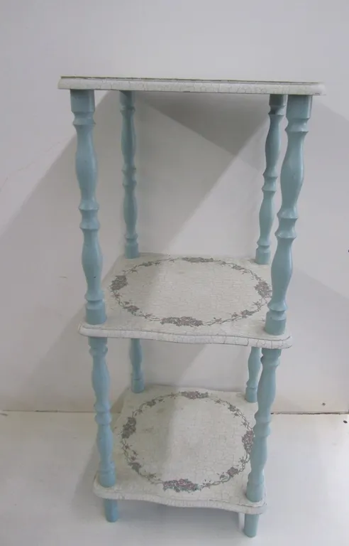 Painted Wood 3-Tier Side Table
